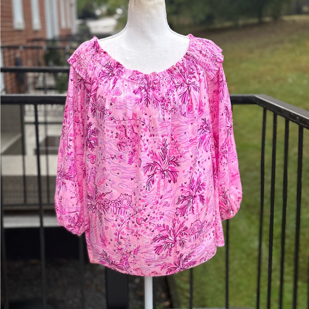 NWT Lilly Pulitzer Blanche Off The Shoulder Wild About You Pink Blossom Size XL